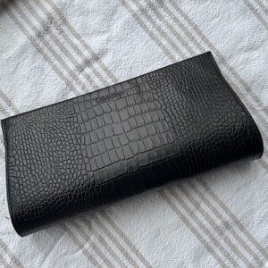 Calvin Klein Crocodile Embossed Clutch, black